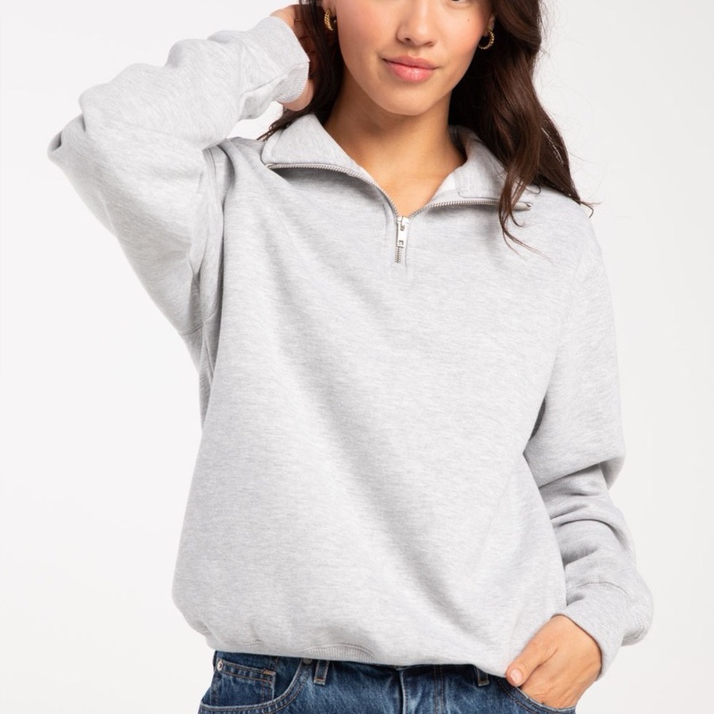 Tillys Women's Gray Quarter Zip Sweatshirt